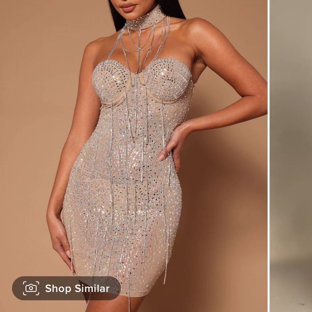 Brand new fashion nova party nude dress with chocker
